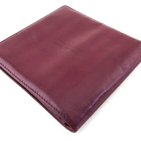 DIOR Two-folded wallet logo Bordeaux leather AUTH USED T20195